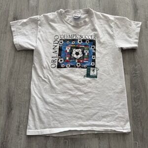 Vintage Olympic Games 1996 Atlanta Soccer Shirt Youth Kids Large Orlando